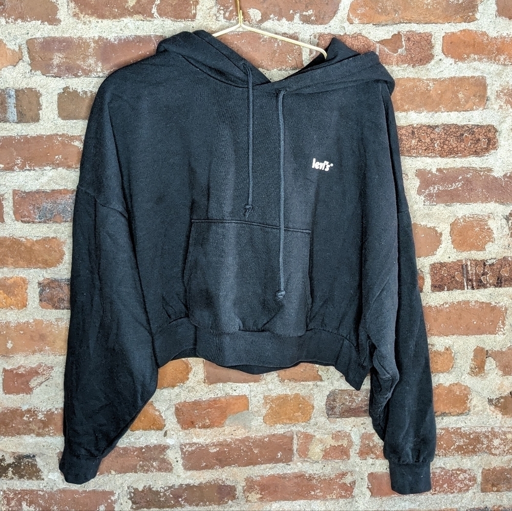 Levi's XXL Black Cropped Cozy Pullover Hoodie